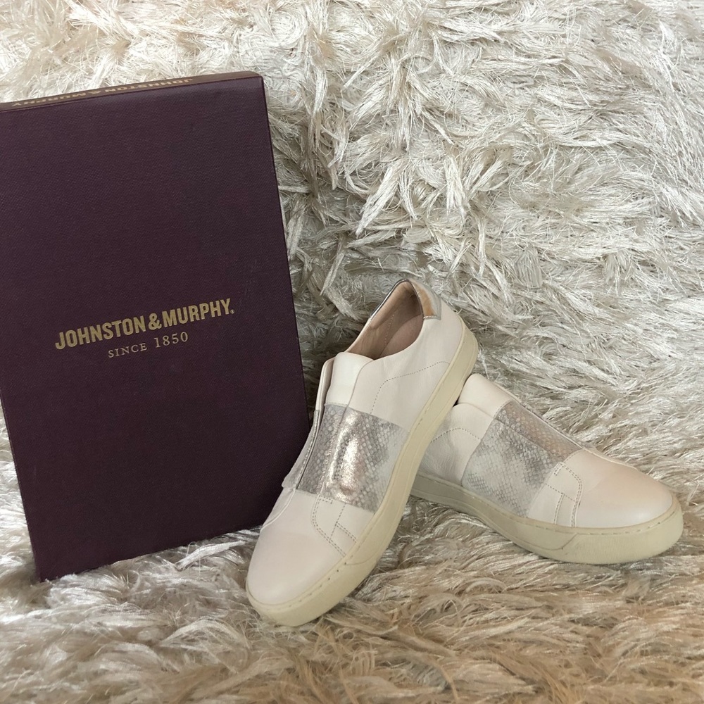 Johnston & Murphy women’s white sneakers
